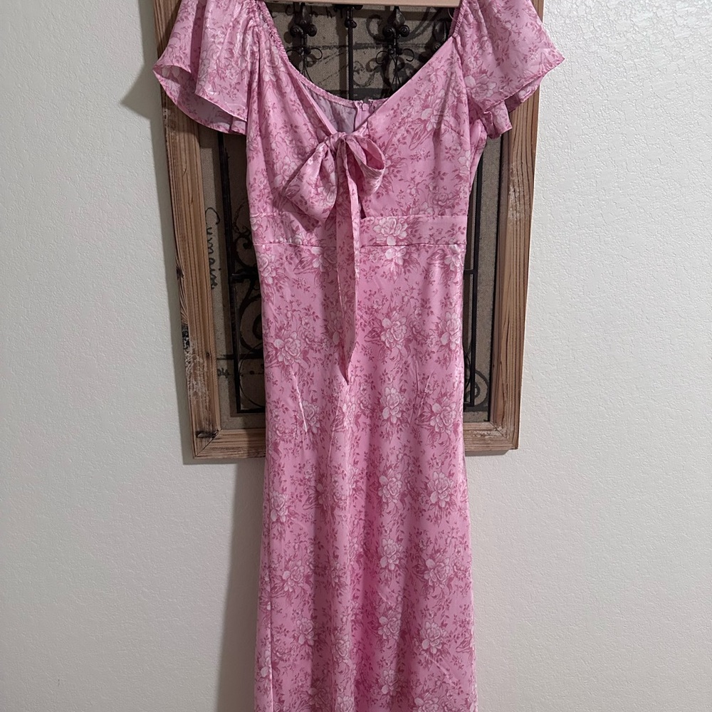 Audrey Brooke Pink Floral Maxi Dress